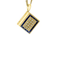Sapphire & Diamond Photo Frame Book Pendant 8 Mother of Pearl Leaves 18K Gold