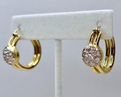 1.6 Carat Diamond VS Quality Hoop Earrings Women , 18 Karat Yellow Gold 8.8 Gm