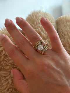 1.5 Carat Solitaire Round Shape 2.5 Total Diamond Engagement 14 Yellow Gold Ring