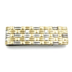 Tiffany & Co. 18 Karat Yellow Gold & Sterling Silver Money Clip With Box + Pouch