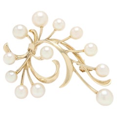 Broche vintage Mikimoto en or 14 carats avec perle Akoya fine, 9,5 g