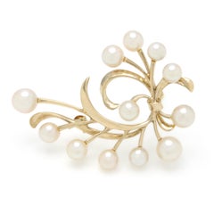 Broche vintage Mikimoto en or 14 carats avec perle Akoya fine, 9,5 g