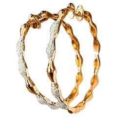 Designer Effy 14 Karat Rose Gold 0.31 Ct Diamond Dangle Chandelier Hoop Earrings