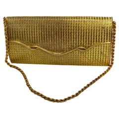 Retro Massoni Rome 1960s 18K Yellow Gold Woven Mesh Clutch Handbag  Mirror Inside Rare
