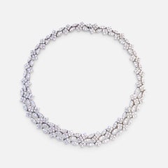 Sidney Garber's Vintage 35 Ct Diamond Bridal Necklace 18 Karat White Gold 60 Gm