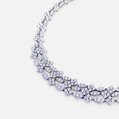 Sidney Garber's Vintage 35 Ct Diamond Bridal Necklace 18 Karat White Gold 60 Gm