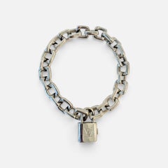 Pulsera Louis Vuitton Locket Chain Vintage Link de Oro Blanco de 18 Kilates, 87 Gm