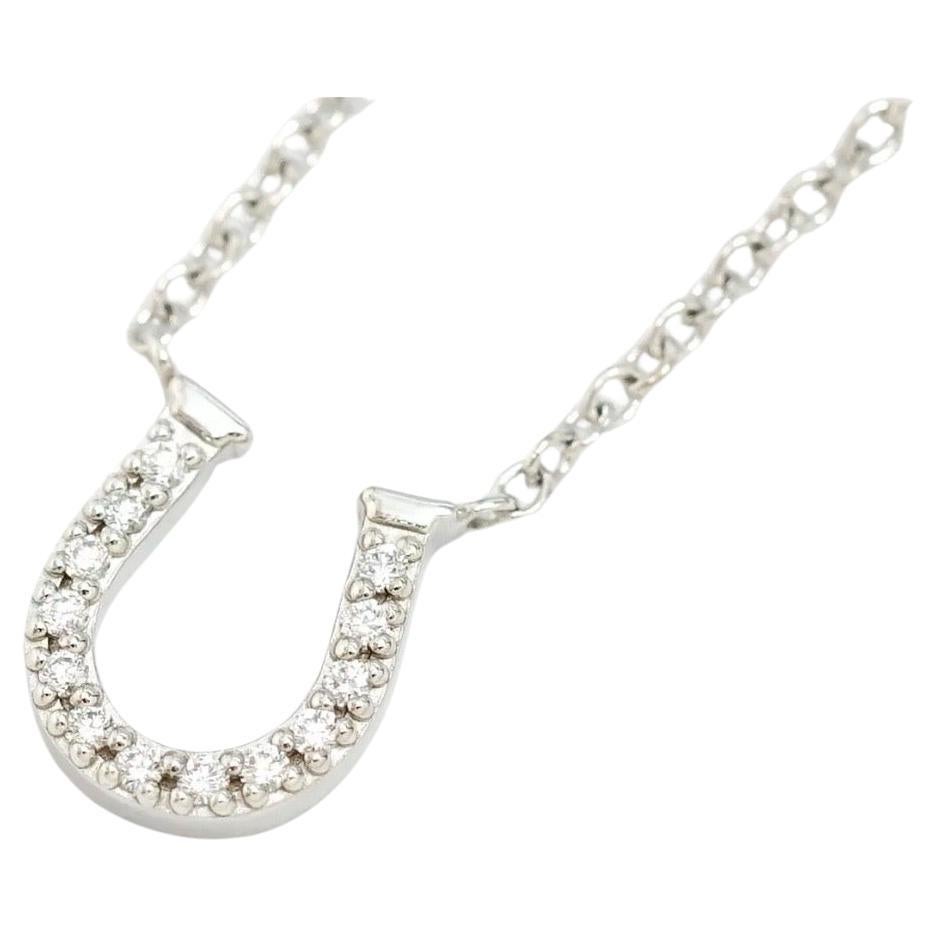 Tiffany & Co. Horseshoe 18P Diamond Necklace 16" 18 Karat White Gold Authentic For Sale