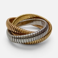 Nachlass „ H Gold“ Tri Color Interwoven Rolling Stretch-Armband 18YG, RG, WG 87Gm