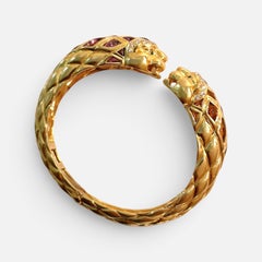 Diamond & Amethyst, Citrine Cuff Bangle 18 Kt Gold 57 Gm By Robert Wander Winc
