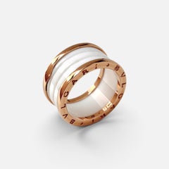 Bulgari B Zero Wide Four- Band , 18 Karat Rose Gold Loops White Eternity Band