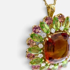 Anwesen Buccellati GIA-zertifizierter orangefarbener Citrin, Diamant Pin/Anhänger 18KG 21,8gm