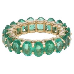 Bague en or 14k avec émeraude naturelle de Zambie