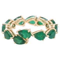Natural Zambian emerald  snake band ring in 18k gold