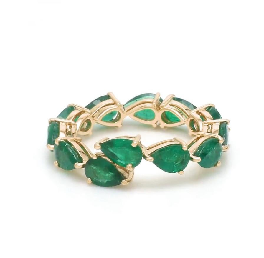 Natürlicher sambischer Smaragd  Schlangenbandring aus 18k Gold Damen im Angebot