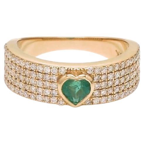 Natürlicher sambischer Smaragd Diamant Herzring 18k Gold