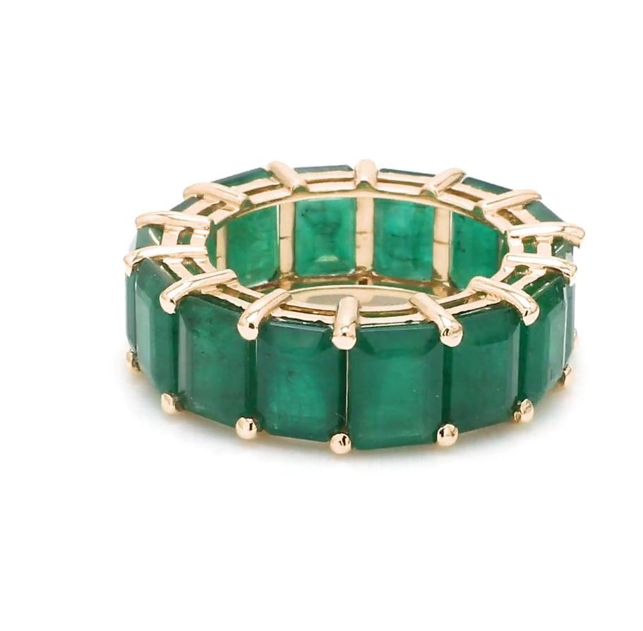 Ring mit natürlichem Smaragdschliff aus 14k Gold im Zustand „Neu“ im Angebot in New York, NY