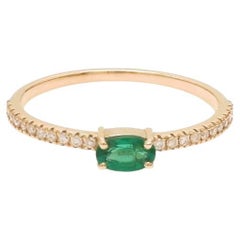 Natürlicher Smaragd-Diamantring aus 14k Gold