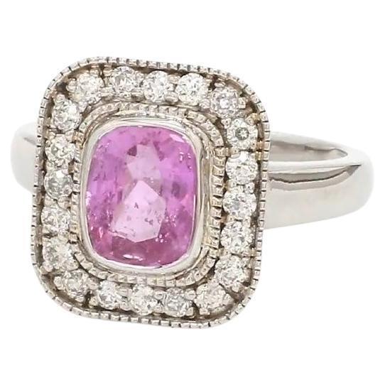 Natürlicher rosa Saphir-Diamant-Ring im Vintage-Stil aus 18 Karat Gold