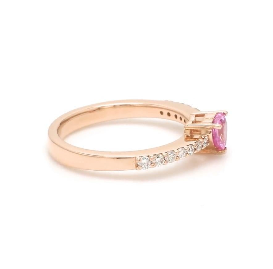 Taglio Asscher Naturale  Anello a cuore con zaffiro rosa e diamanti in oro 18 carati in vendita