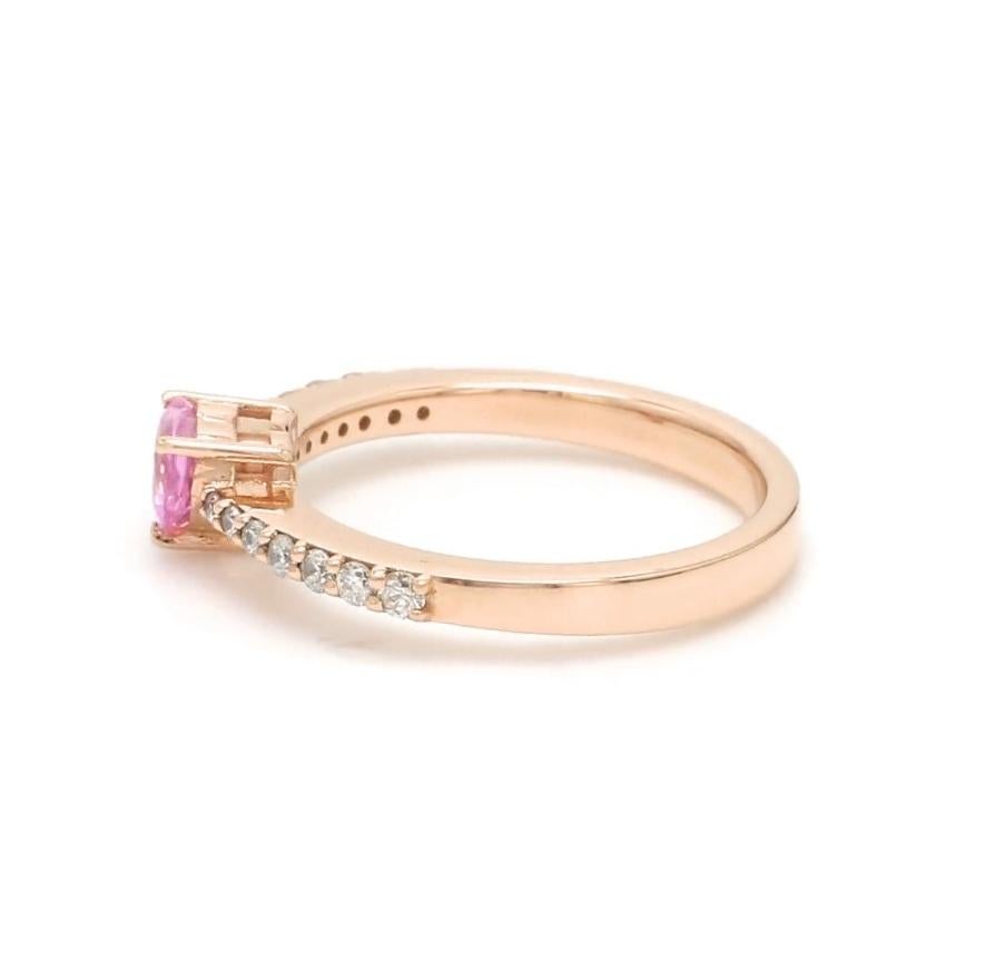 Donna Naturale  Anello a cuore con zaffiro rosa e diamanti in oro 18 carati in vendita
