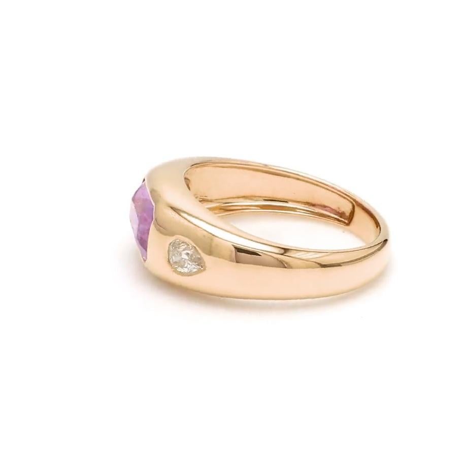 Ring mit natürlichem rosa Saphir-Diamant aus 14 Karat Gold im Zustand „Neu“ im Angebot in New York, NY