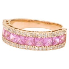 Anello con zaffiro rosa naturale in oro 18 carati