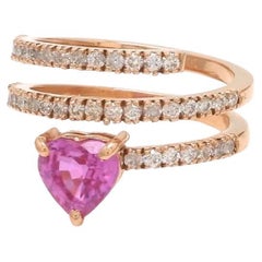 Bague cœur en saphir rose naturel en or 18 carats