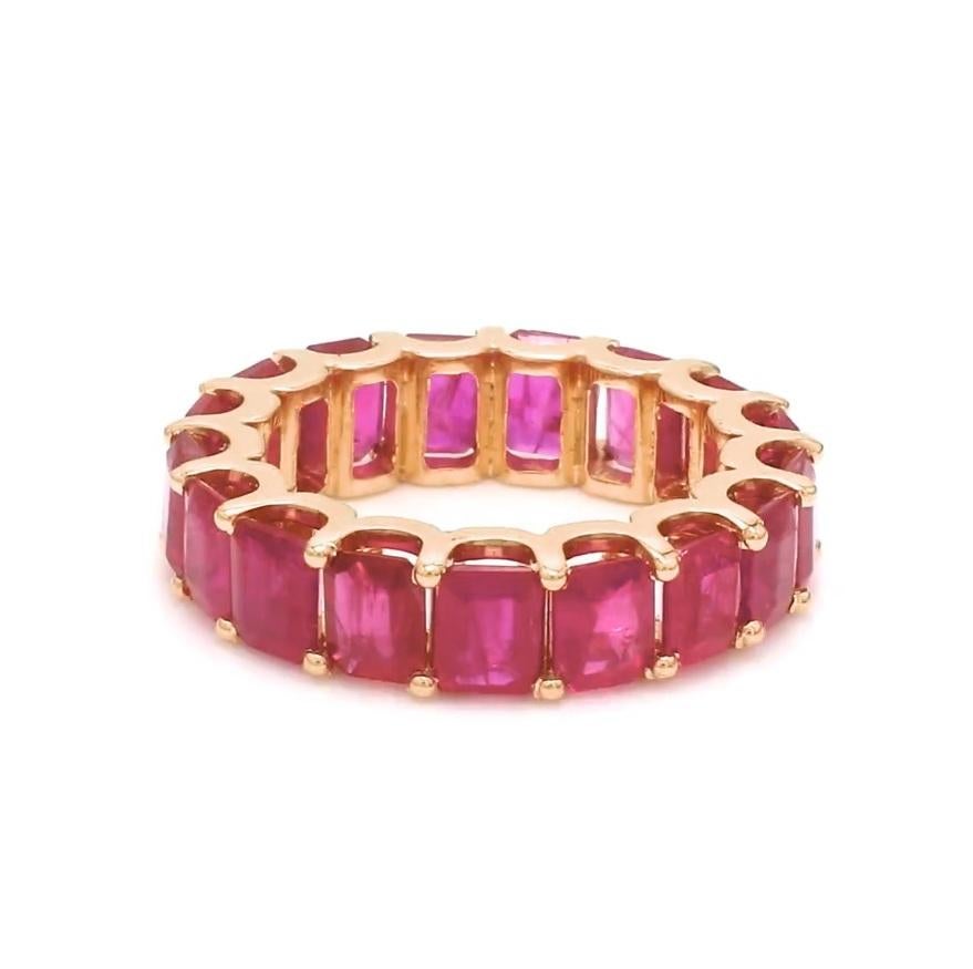 Anello a fascia con rubino Nature in oro 18 carati in vendita 1