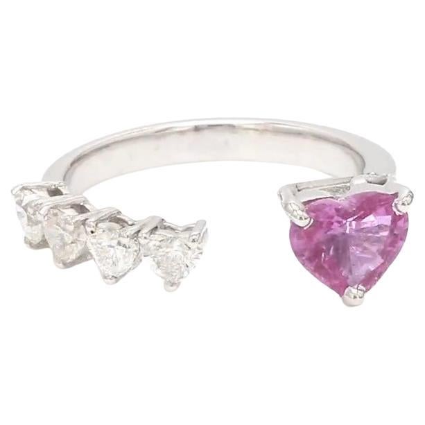 Natürlich  Diamantring mit rosa Saphir in 18k  Gold im Angebot