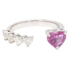Natural  pink sapphire diamond ring in 18k  gold