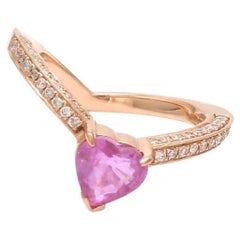 Ring mit natürlichem rosa Saphir und Diamanten aus 18 Karat Gold