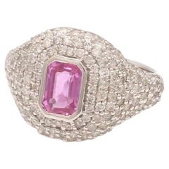 Natürlich  Pinker Saphir-Diamant-Ring 18k Gold