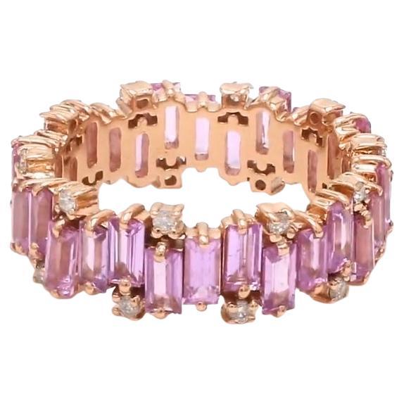 Ring mit natürlichem rosa Saphir-Diamant aus 18 Karat Gold im Angebot