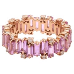 Ring mit natürlichem rosa Saphir-Diamant aus 18 Karat Gold