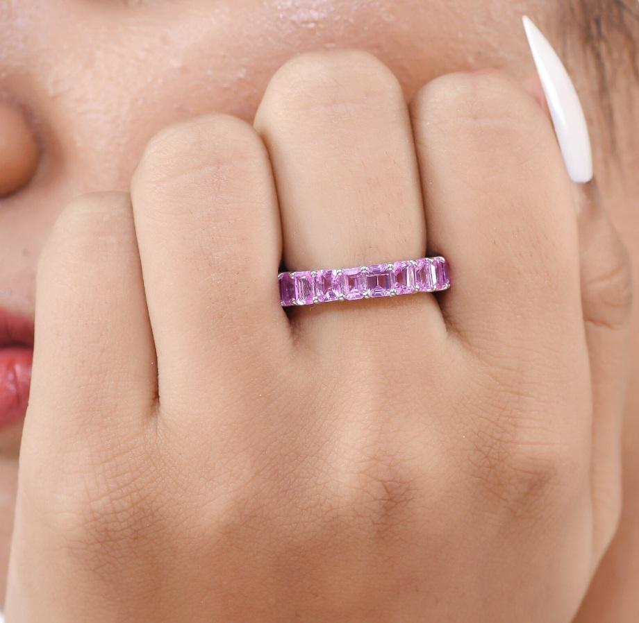 Rosa Saphir Smaragd geschnitten u Form Zacken gesetzt Ewigkeit Band Ring Gold, Natürliche 5x4MM 6CT vibrierenden rosa Saphir Smaragd geschnitten stapelbar Ring Gold

STEIN DETAILS :
✦ Stein: Rosa Saphir
✦ Steinart : Natürlich
✦ Steingröße: 4x3 MM
✦