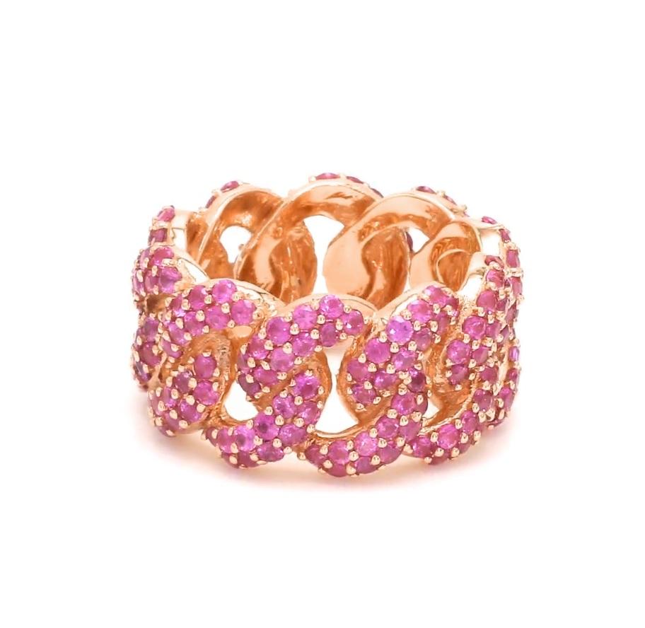 Ring mit natürlichem rosa Saphir aus 18 Karat Gold im Angebot 1