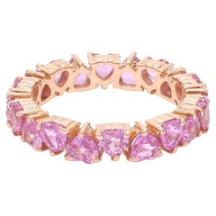 Anello a cuore con zaffiro rosa naturale in oro 14k