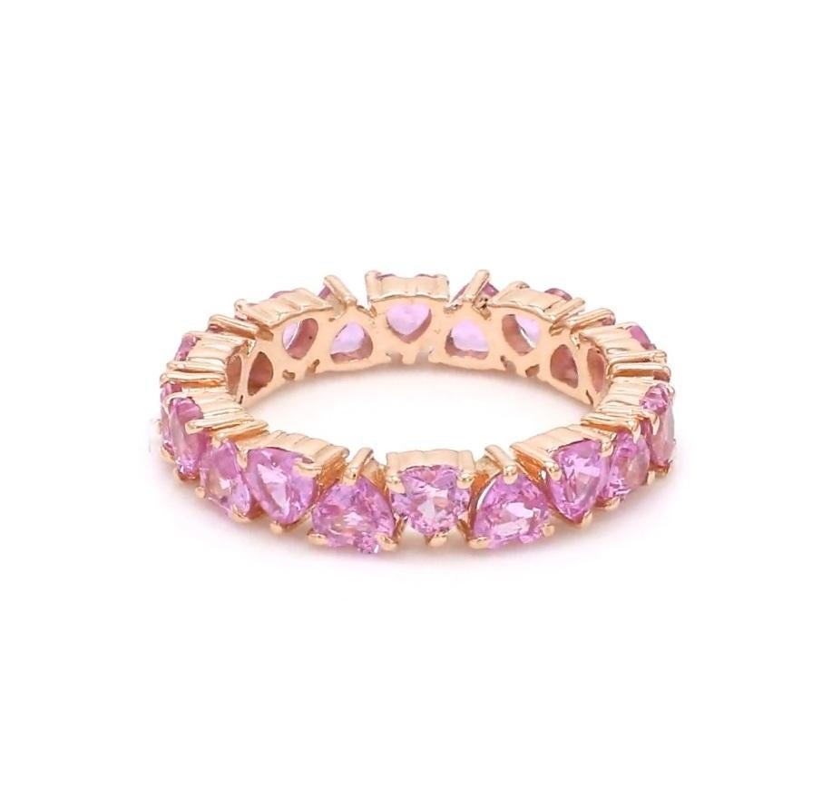 Donna Anello a cuore con zaffiro rosa naturale in oro 14k in vendita