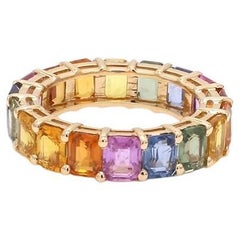 Bague en saphir arc-en-ciel naturel or 14k