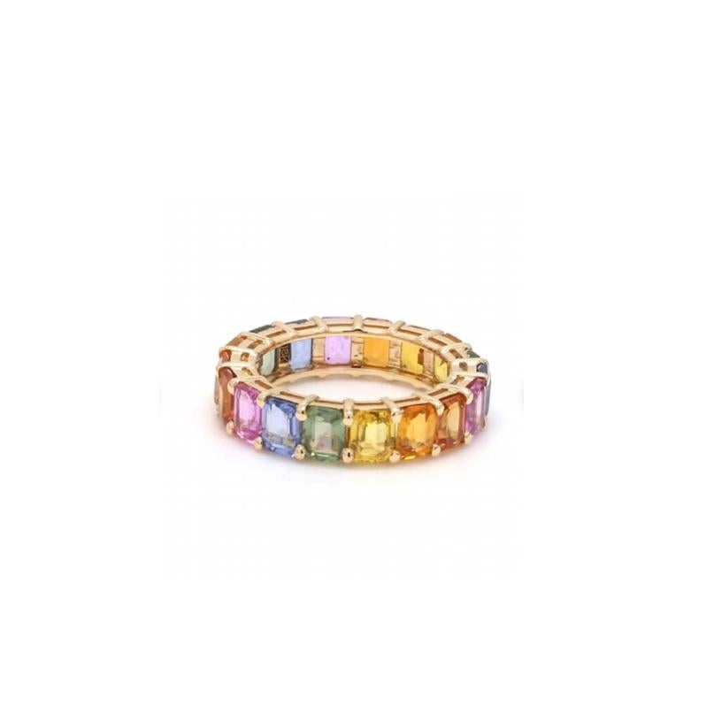 Anello con zaffiro arcobaleno Nature in oro 14 carati in vendita 1