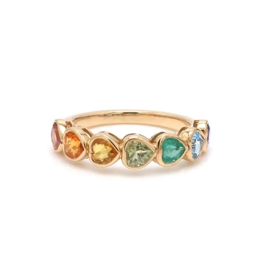 Bague d'éternité saphir arc-en-ciel émeraude coeur or 14K  Bague en émeraude naturelle sertie d'un chaton  Bracelet d'éternité en forme de cœur  Bague arc-en-ciel or

DÉTAILS DE LA PIERRE :
Pierres précieuses : saphir arc-en-ciel, émeraude, péridot,