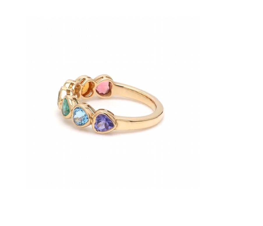 Bague en saphir arc-en-ciel naturel en or 14k Pour femmes en vente