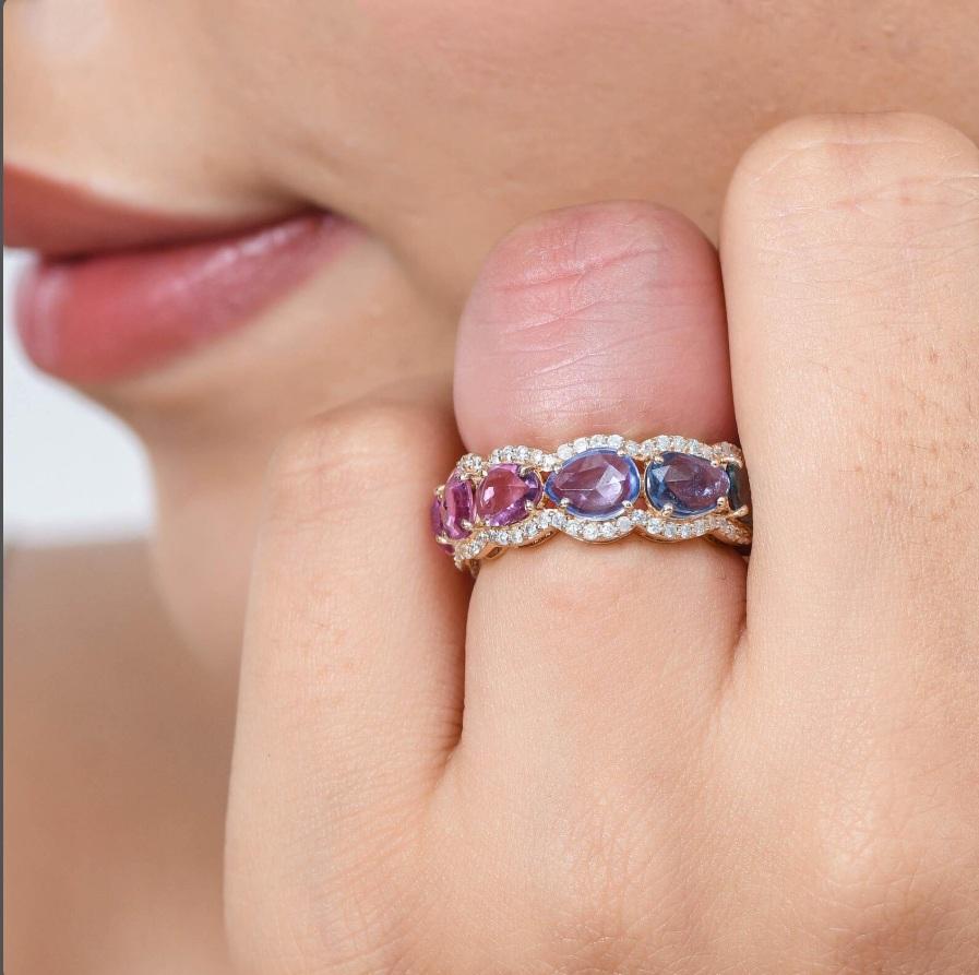 Anello con zaffiro arcobaleno Nature in oro 14k In condizioni Nuovo in vendita a New York, NY