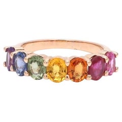 Bague en saphir arc-en-ciel naturel en or 14k