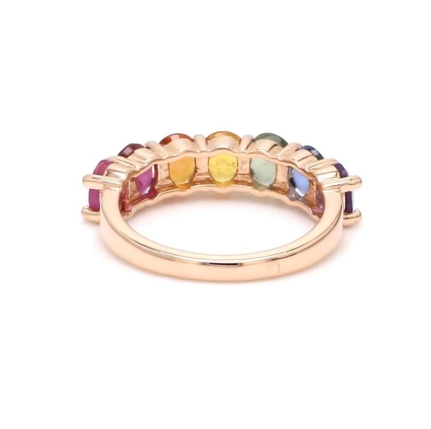 Taille Asscher Bague en saphir arc-en-ciel naturel en or 14k en vente