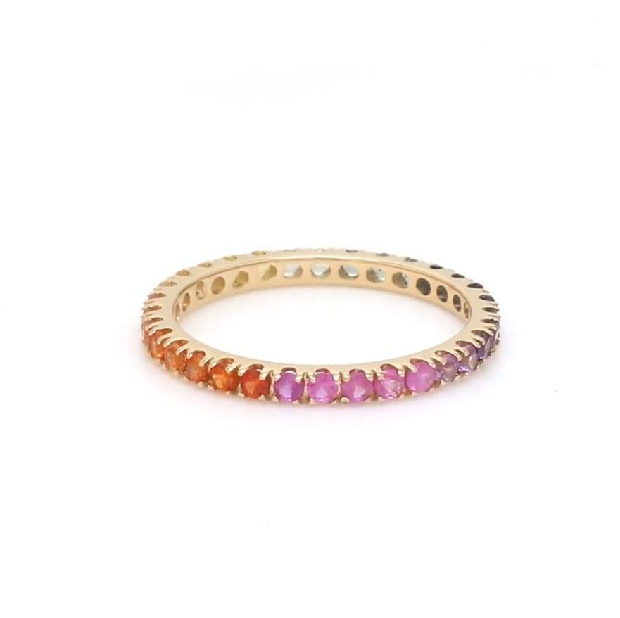 Taille Asscher Bague en saphir arc-en-ciel naturel en or 18k en vente