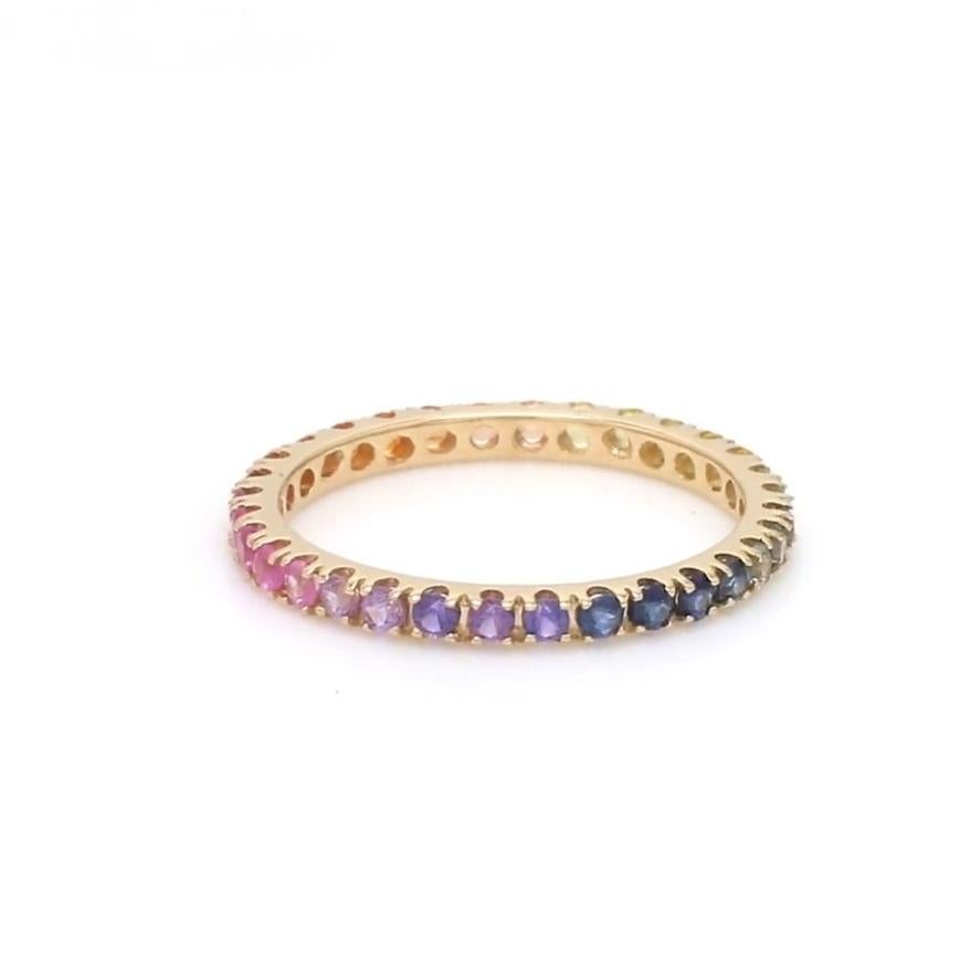 Bague en saphir arc-en-ciel naturel en or 18k Neuf - En vente à New York, NY