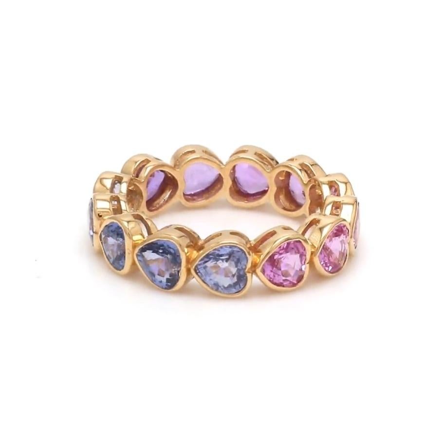 Bague en saphir bleu rose naturel en or 18k Neuf - En vente à New York, NY