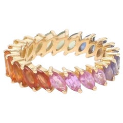 Bague en saphir arc-en-ciel naturel en or 14k